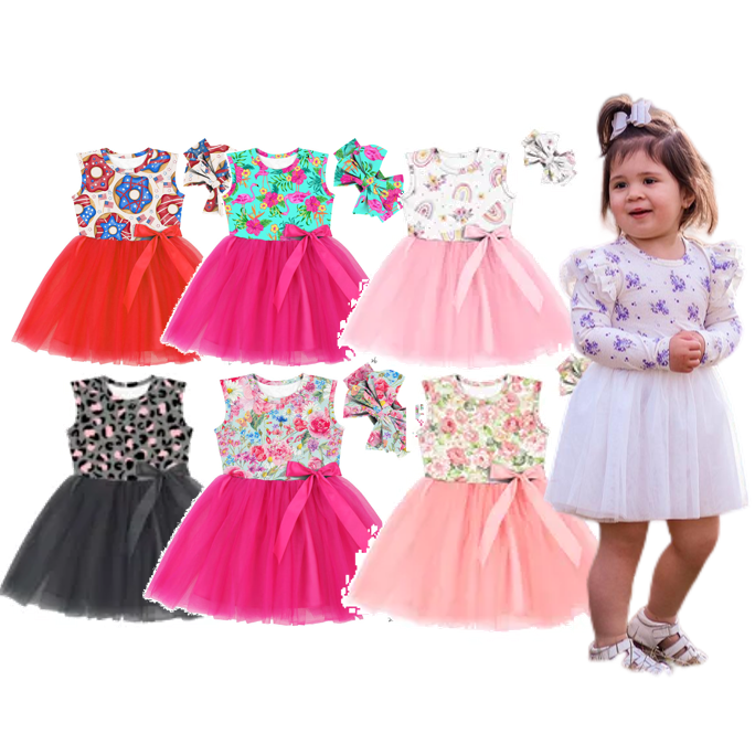 SQG-089 Baby Girl Tutu Frock Dress Birthday Tulle Baby Girl Layered Rainbow Mesh Girls Dresses