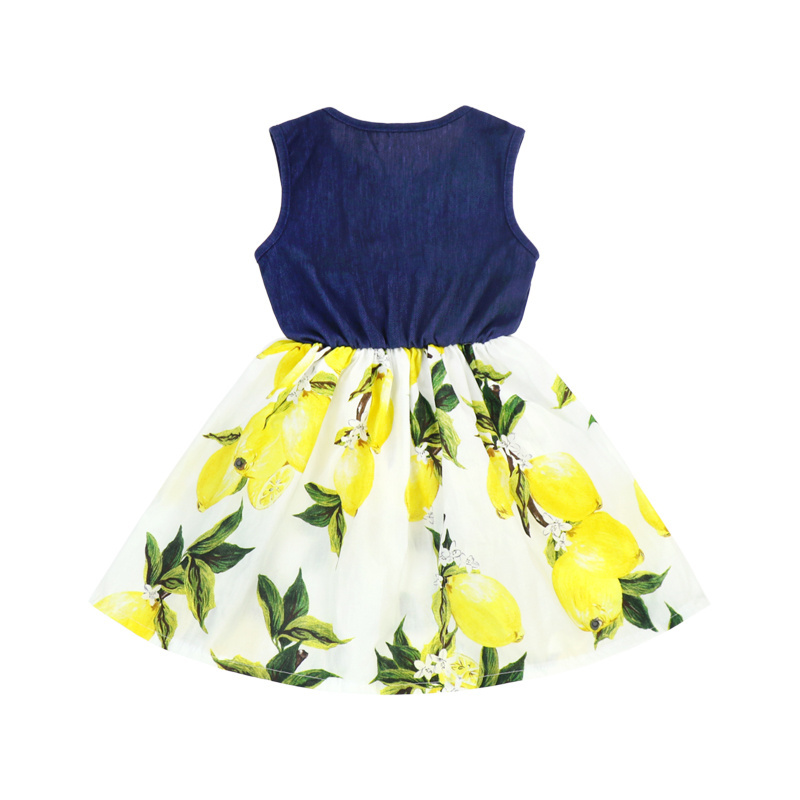 wholesale summer sleeveless dress baby boutique lemon pattern clothes