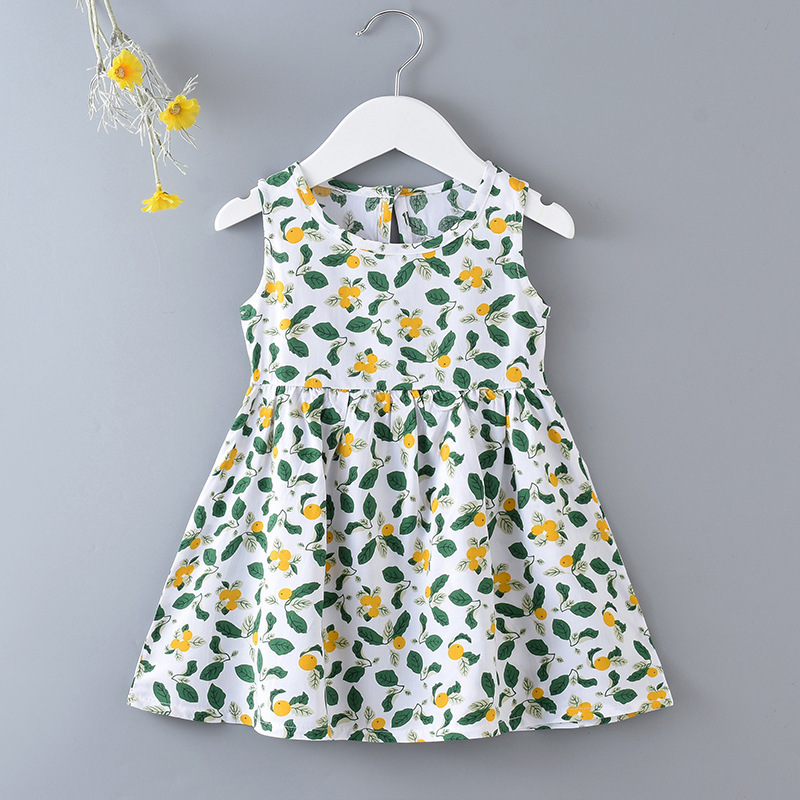 Summer Floral Princess Skirt Girl'S Dress Beach Dress 2023 New Cotton Silk Sundress Girls' A-Line Dress Skirt