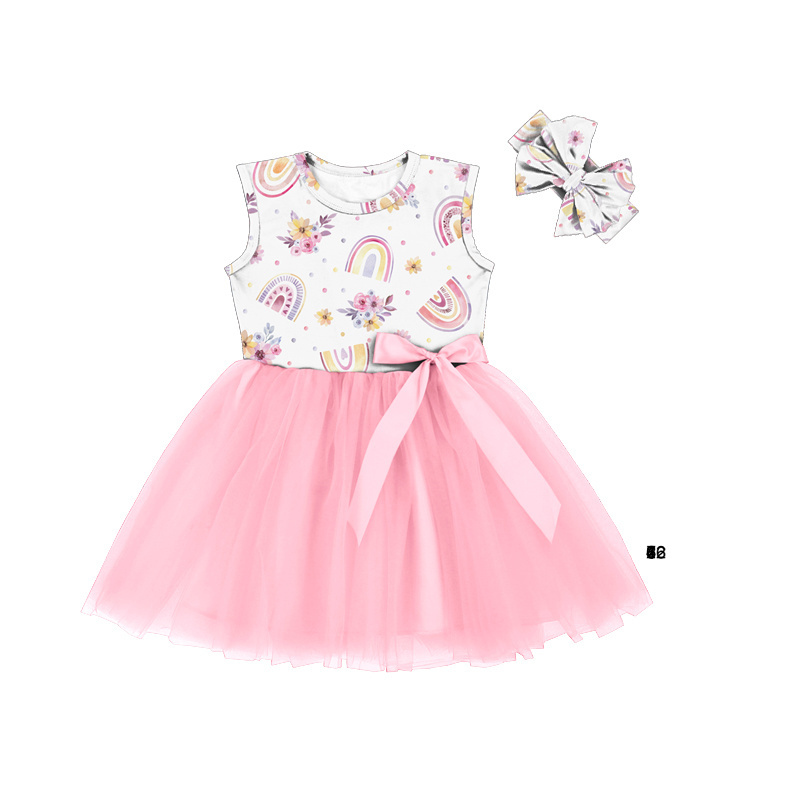 SQG-089 Baby Girl Tutu Frock Dress Birthday Tulle Baby Girl Layered Rainbow Mesh Girls Dresses