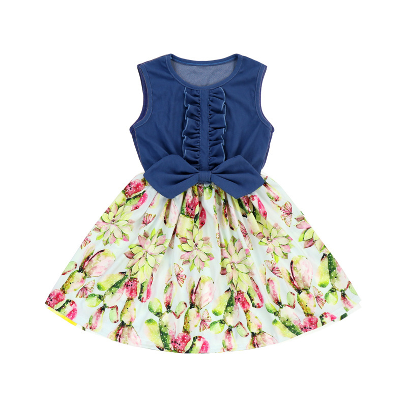 wholesale summer sleeveless dress baby boutique lemon pattern clothes