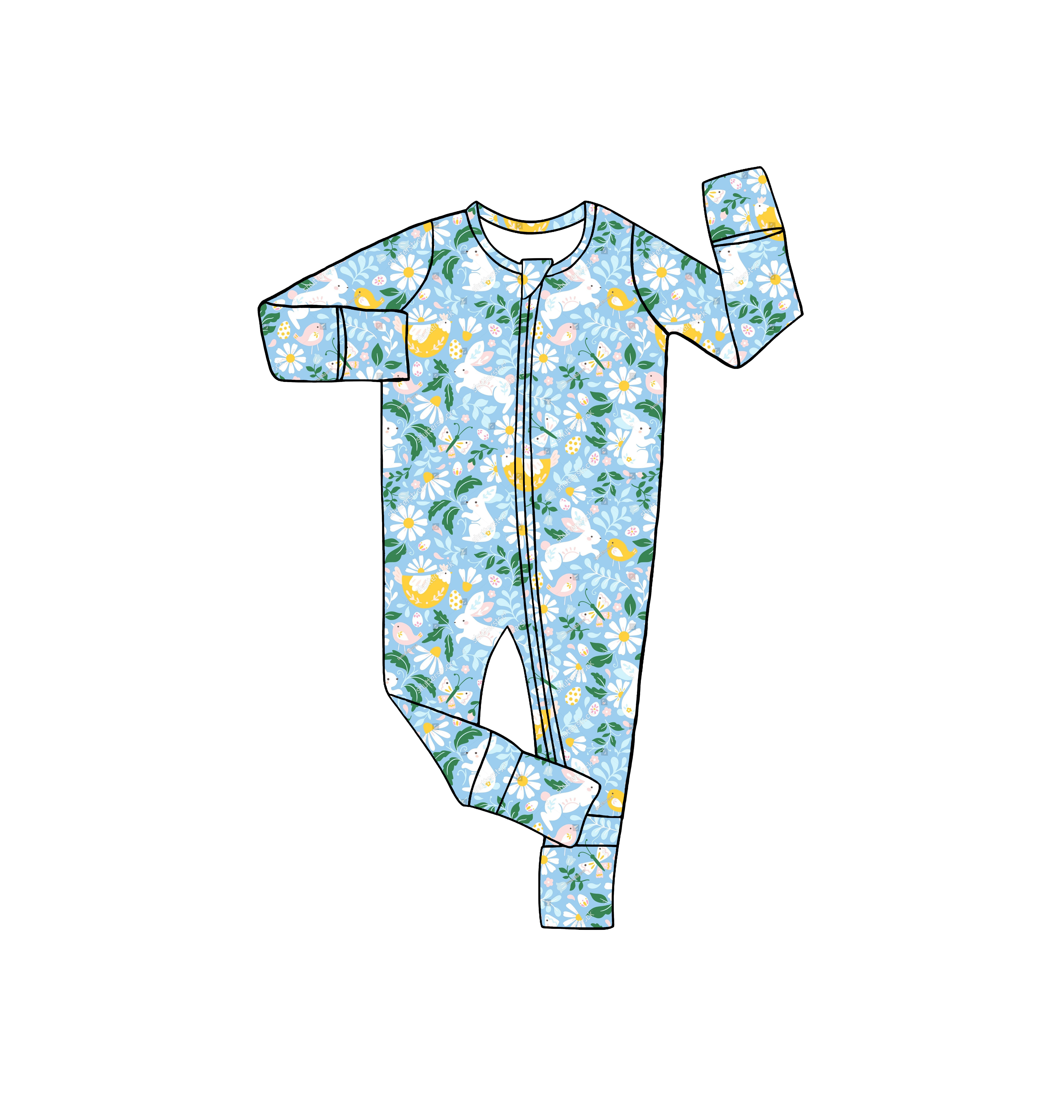 Easter Newborn Baby Boys and Girls Romper 0-2T Bamboo Baby Romper Onsie Zip Romper Accept Customization