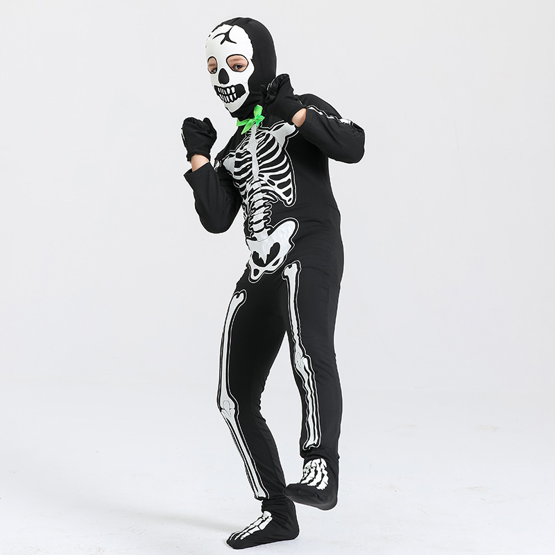 Halloween Cosplay Children's Costume Horror Game Skeleton Costume Theme Dance Party Glow-in-the-dark Skeleton Costume