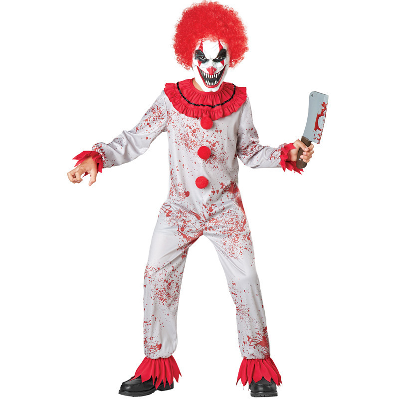 New Halloween Costumes Horror Thriller Movie Characters Children Cosplay Butcher Clown Blood Onesie