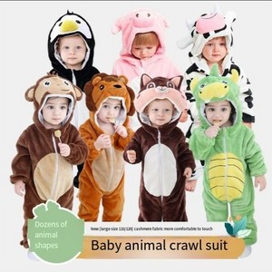 New Designs Winter Children's Flannel Crawling Suit Baby Animal Shape Jumpsuit Cartoon Fall Jumpsuit