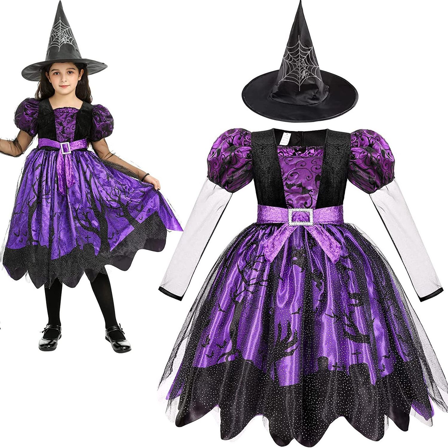 2023 New Halloween Costume Children's Cosplay Anime Costume Witch Glowing Role Playing Costume