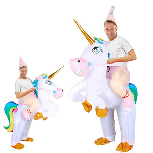 Halloween Costume Colorful Unicorn Pegasus Half body Inflatable Dress Holiday Party Role Playing Costume