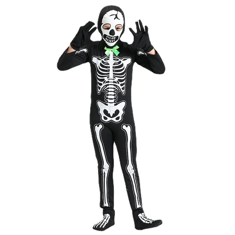 Halloween Cosplay Children's Costume Horror Game Skeleton Costume Theme Dance Party Glow-in-the-dark Skeleton Costume