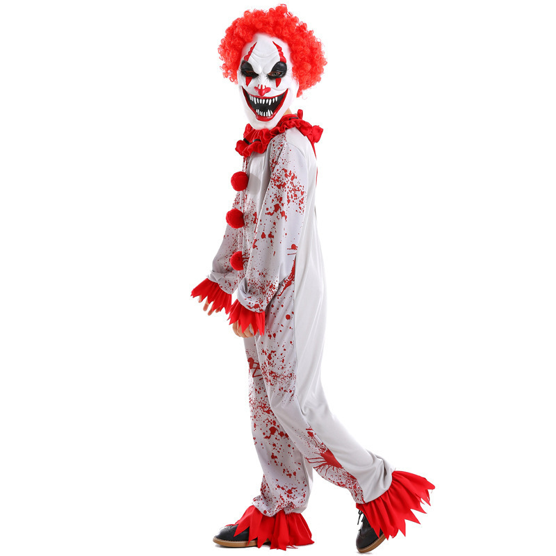 New Halloween Costumes Horror Thriller Movie Characters Children Cosplay Butcher Clown Blood Onesie