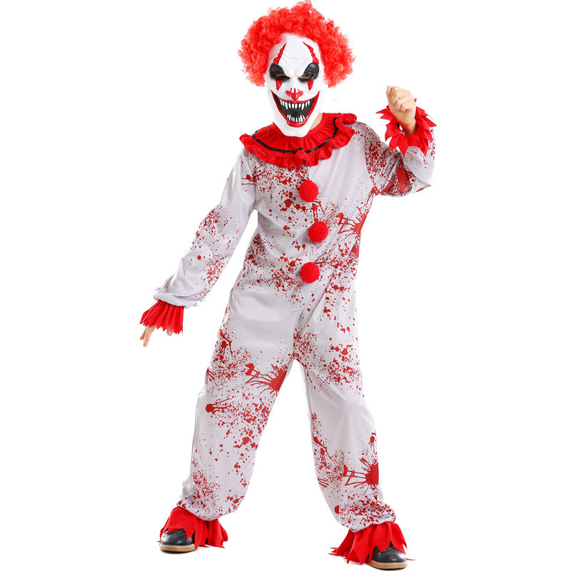 New Halloween Costumes Horror Thriller Movie Characters Children Cosplay Butcher Clown Blood Onesie