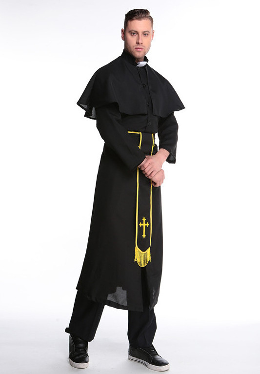 Hot Wholesale Halloween Cosplay Jesus Costume Male Missionary Priest Dress Father Mary Nun Dress Cross