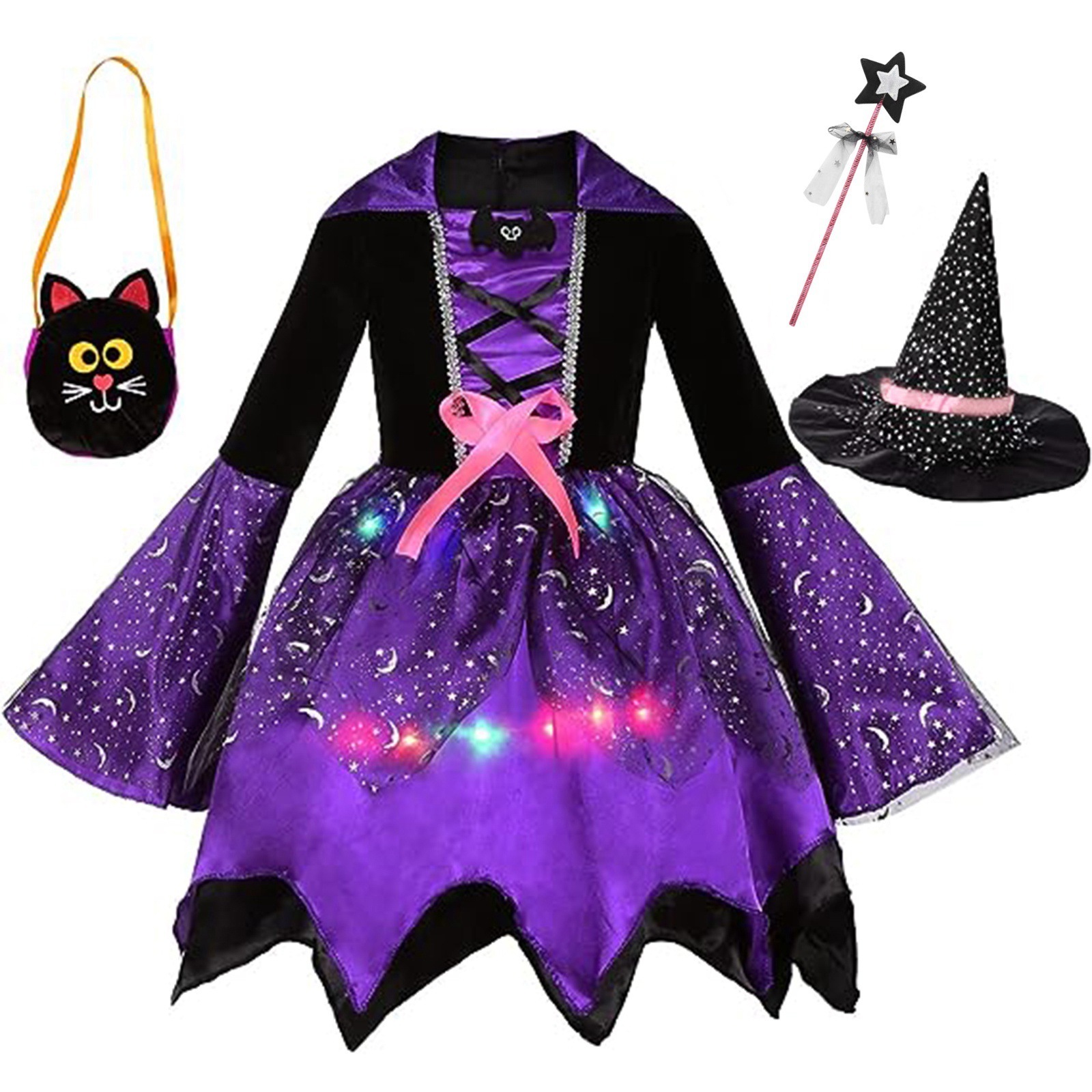 2023 New Halloween Costume Children's Cosplay Anime Costume Witch Glowing Role Playing Costume