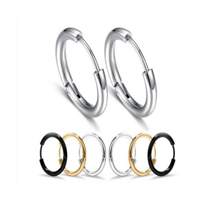 Men's Stainless Steel Simple Personalized Earrings Titanium Steel Earrings Circle Gold Earrings 18k Female