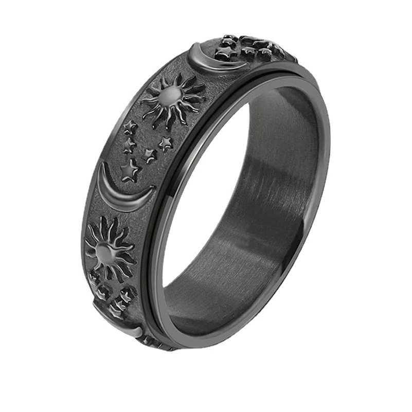 Hot Sun Moon Stars Stainless Steel Spinner Ring for Anxiety Fidget Rings for Relieving Stress Anxiety Ring