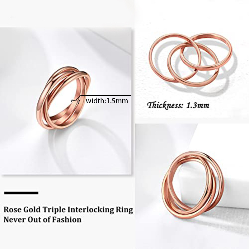 Fashion Jewelry Stainless Steel Triple Ring Titanium Steel Triple Lock Rotating Couple Ring