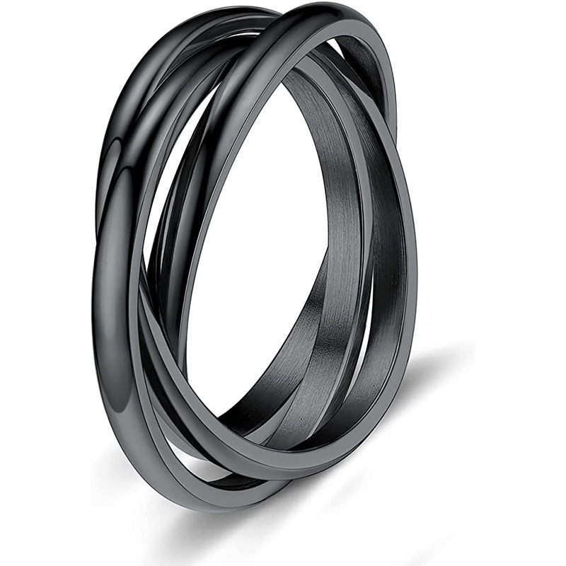 Fashion Jewelry Stainless Steel Triple Ring Titanium Steel Triple Lock Rotating Couple Ring