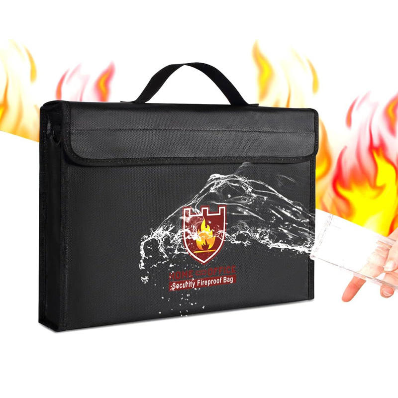 Fireproof Money Document Organizer Pouch Briefcases File Bag for Cash Bank Cards Passport and Valuables Safe Storage Holder