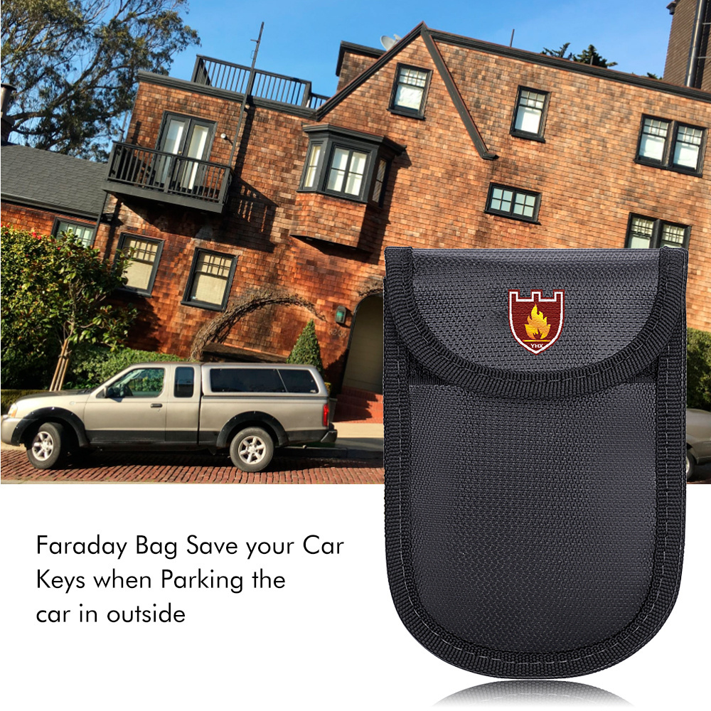 Hot Sale RFID GPS Signal Blocking Car Kay Case Bag Signal Blocker Fireproof Waterproof faraday Bag For Car Key Cell Phone