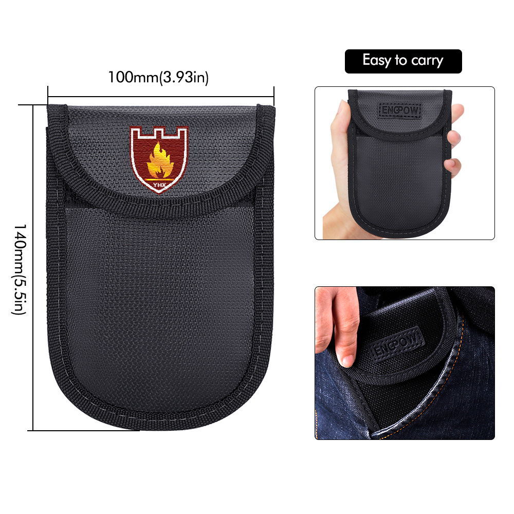 Hot Sale RFID GPS Signal Blocking Car Kay Case Bag Signal Blocker Fireproof Waterproof faraday Bag For Car Key Cell Phone