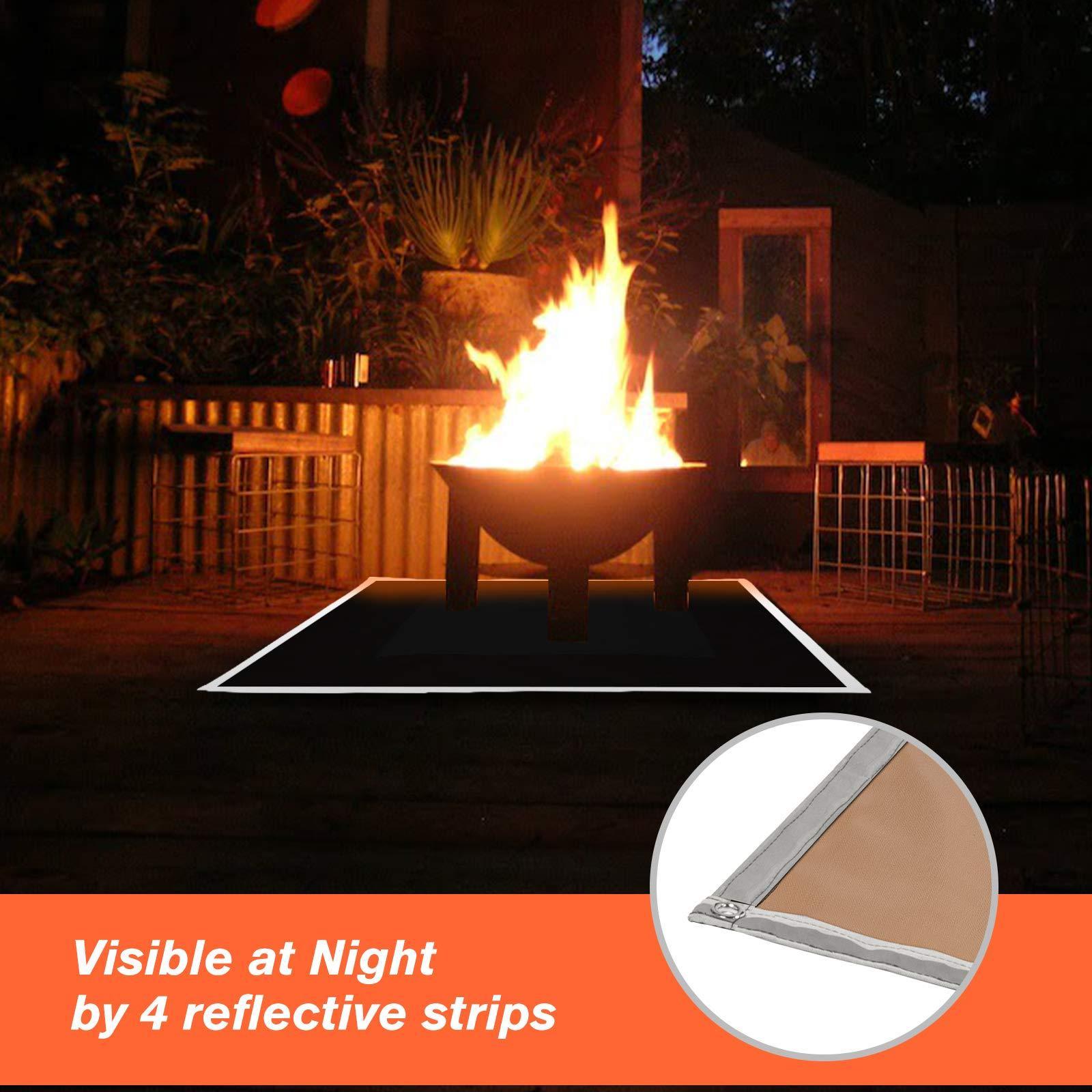 Square Fireproof Fire Pit Pad Deck Protector Ember Mat Heat Resistant Shield for Wood Burning Fire Pit Outdoor Patio