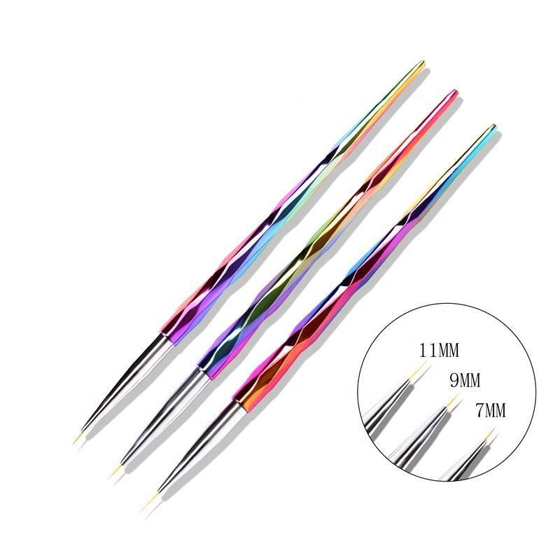 2023 Yihuale 7/9/11mm Nail Art Gradient Design Painting Drawing Pen Liner Stripes Brush For Nail Art Manicure Tools