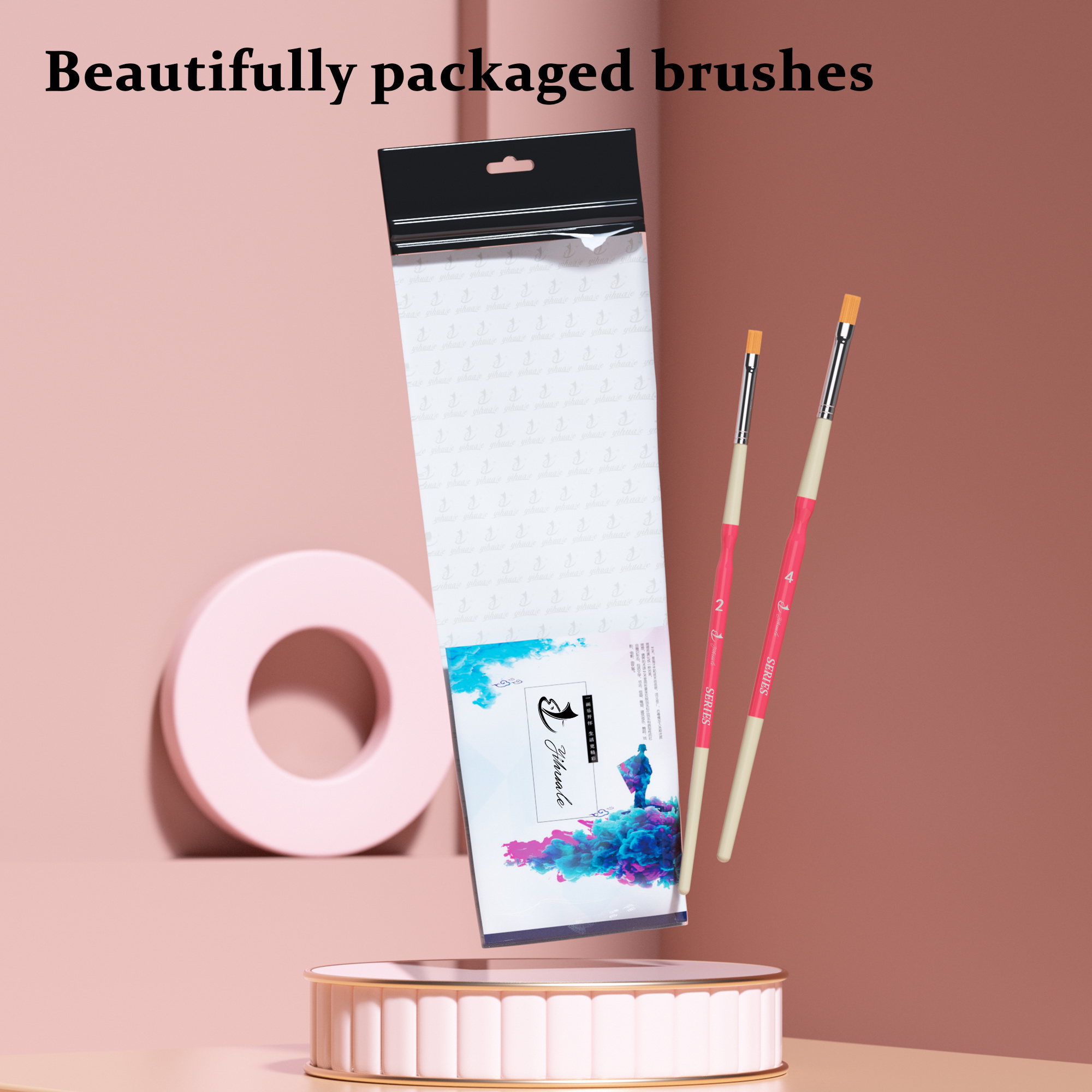 Wholesale 6PCS  Nylon Artist Paint Brush Logo Customized Artist Flat Brushes Set for Watercolor Acrylic Kids Beginners