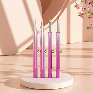 Professional Manicure Set Gradient Stretchable Metal Handle Manicure Tool Nail Art Liner Painting Brushes UV Gel Brush Set