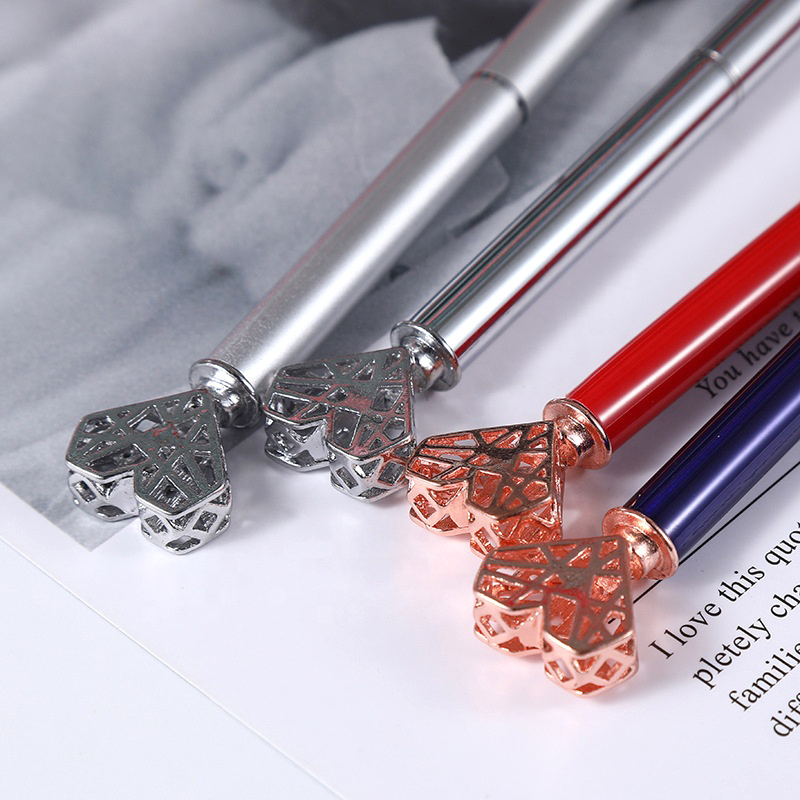 2021 New Sale Valentine's Day Promotion Gift Metal Love Heart Shape Ballpoint Pen with Custom Logo