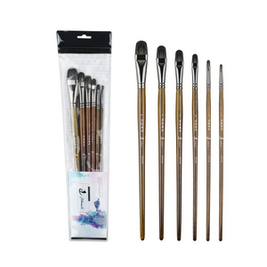 Premium Custom Logo Wood Handle Badger Hair Artist Paint Brushes Set For Acrylic Watercolor Oil Artist Painting Art Supplies