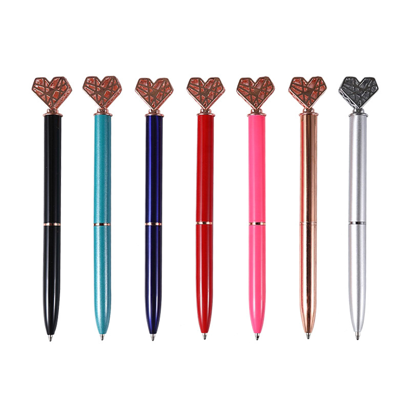 2021 New Sale Valentine's Day Promotion Gift Metal Love Heart Shape Ballpoint Pen with Custom Logo