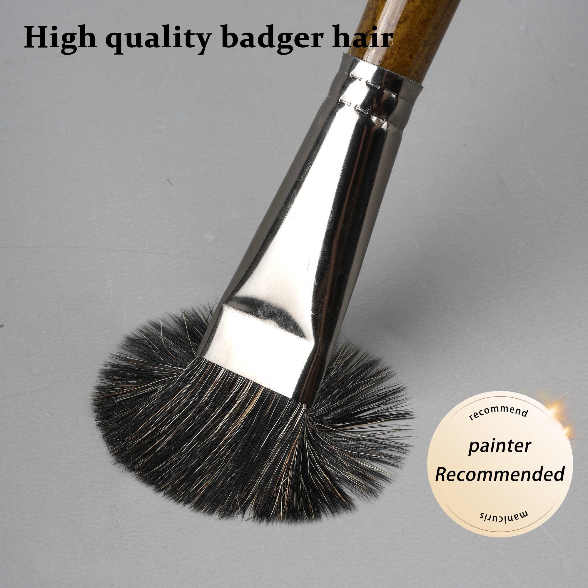 Premium Custom Logo Wood Handle Badger Hair Artist Paint Brushes Set For Acrylic Watercolor Oil Artist Painting Art Supplies