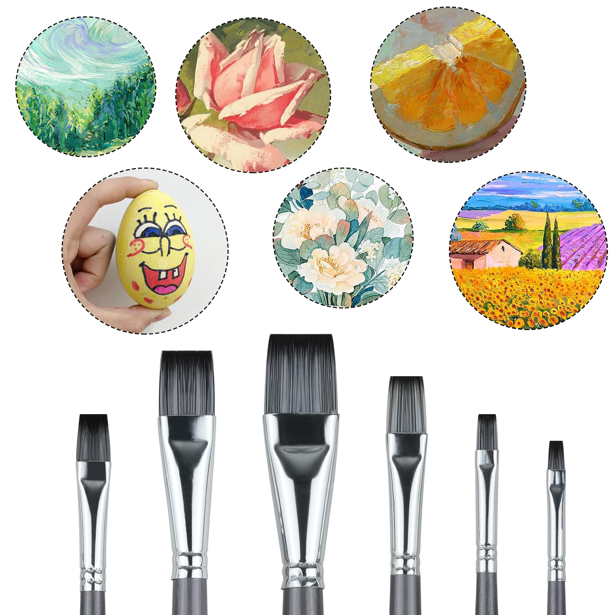 Manufacturer Supplier Nylon Wool 6 Pcs Artist Watercolor Gouache Drawing Paint Brushes For Art With PVC Bag