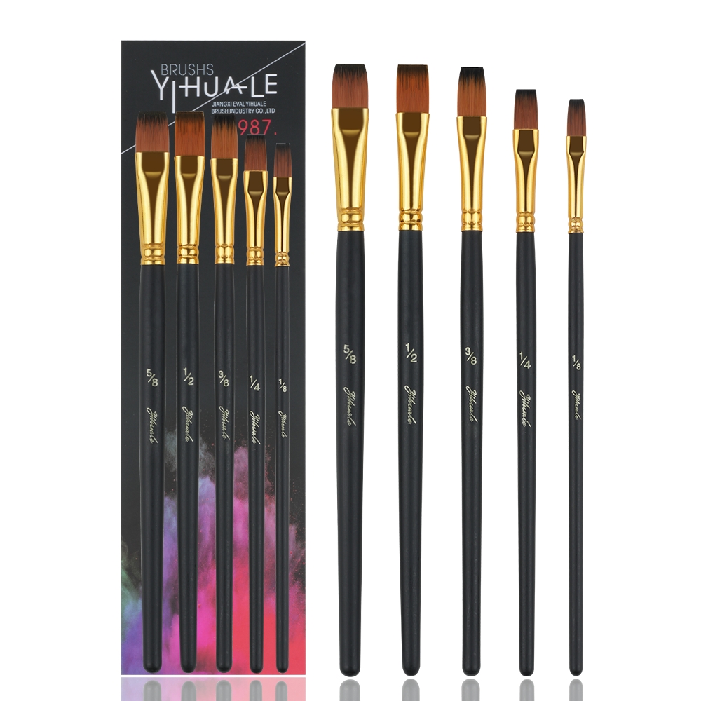 Matte Black artist paint brushes art supplies painting Top Selling acrylic watercolor painting handle set gouache paint brush