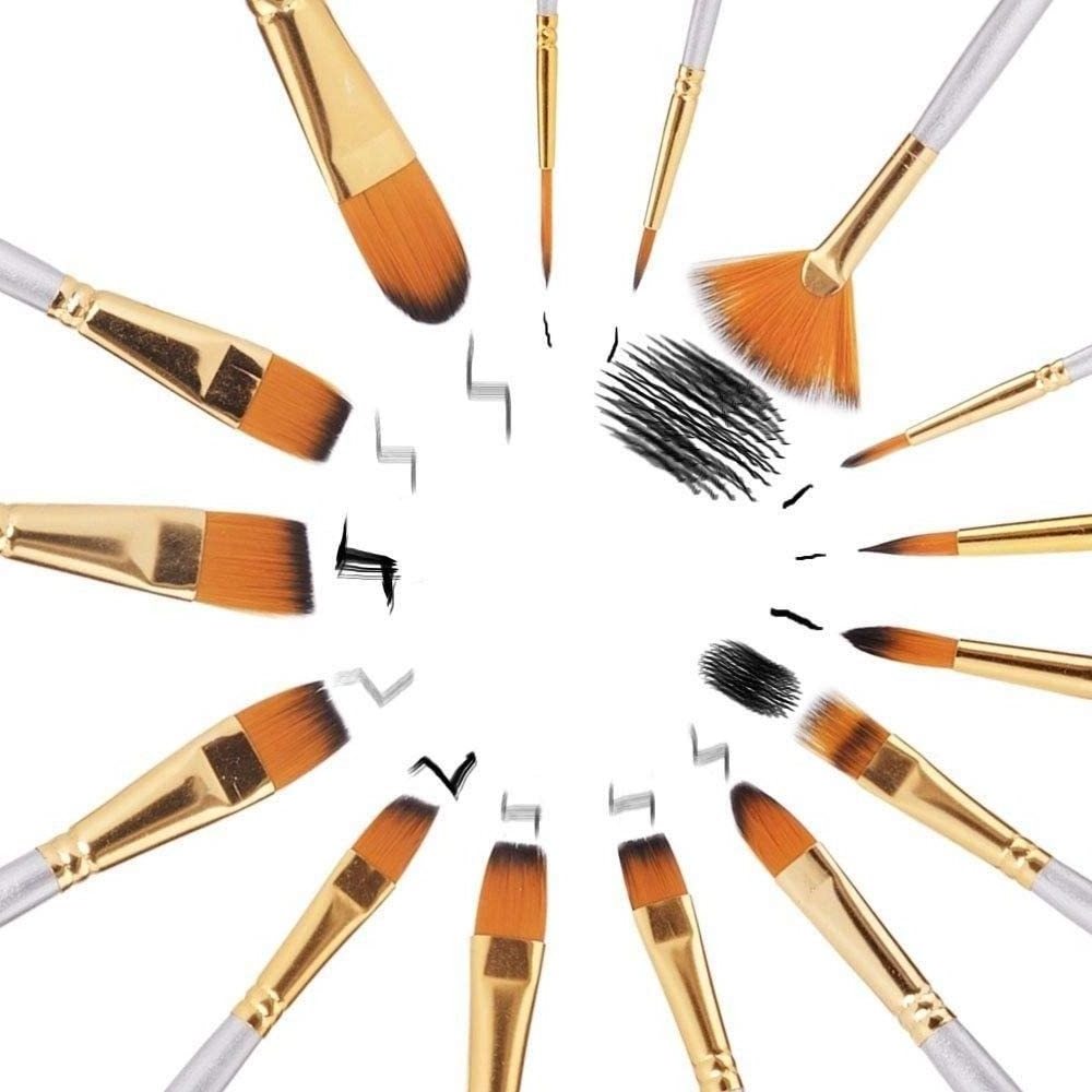 Custom Professional Miniature Artist Paint Brush Set 15Pcs Nylon Hair Wood Handle Fine Detail Acrylic Watercolor Brush