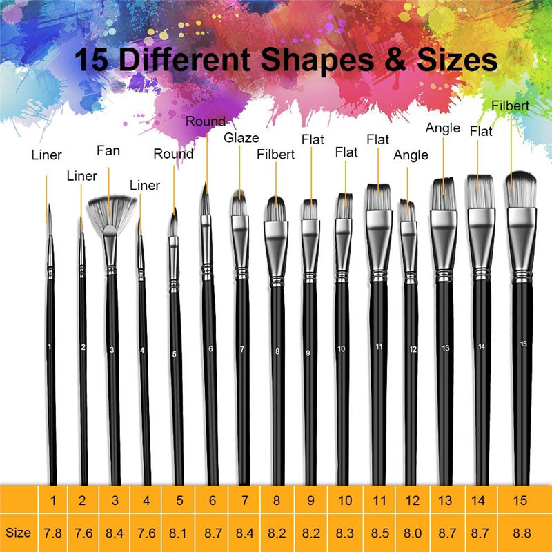 Factory Wholesale 17pcs Set Professional Oil Paint Brushes Watercolor Acrylic Drawing Art Supplies Set With Canvas Bag