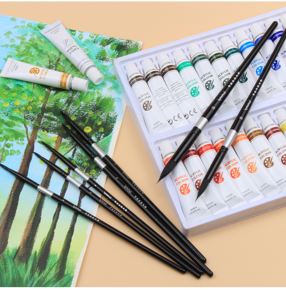 Chinese Professional Manufacture 7 Paint in Backing Wooden Painting Artist Oil Art Set Paint Brushes