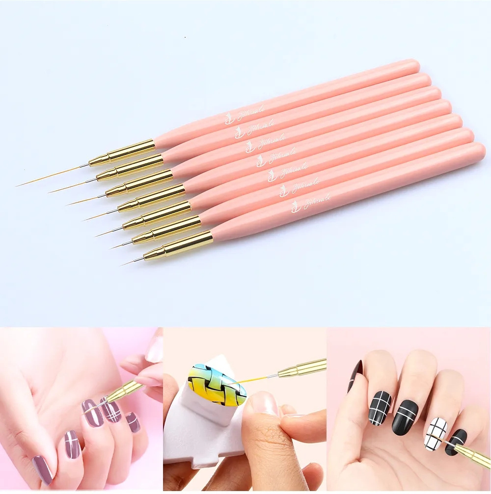 Top Selling brushes on nail glue nail art liner brush long miniatures nail brushes sets with super thin hair for painting