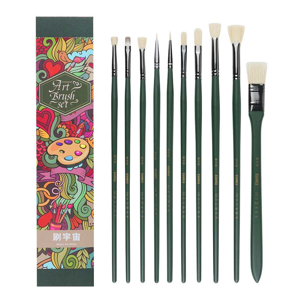 High-elastic artist paint brushes Personalized 10pcs nylon painting brush set Wholesale water color painting brushes tool