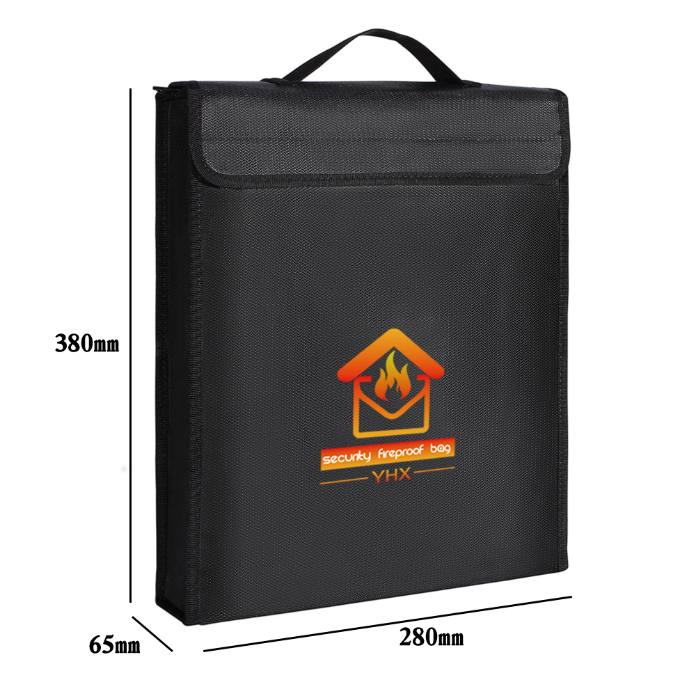 15 x 11x 2.56 Inches Non-Itchy Silicone Coated Fire and Water Resistant  briefcase File Bag Fireproof Safe Document Bag