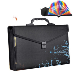 A4 Zipper Expanding File Folder Fireproof and Waterproof Accordion File Organizer Bag Locking Briefcase for Organization