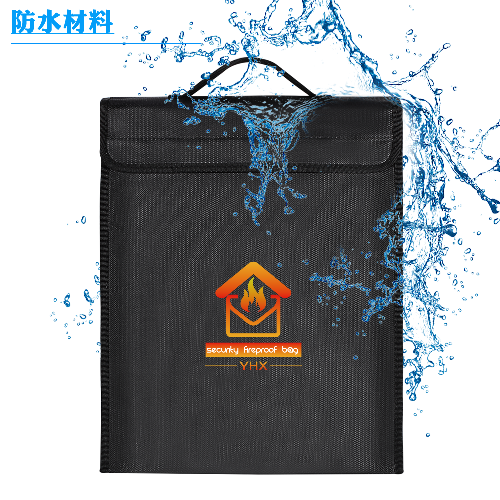 15 x 11x 2.56 Inches Non-Itchy Silicone Coated Fire and Water Resistant  briefcase File Bag Fireproof Safe Document Bag