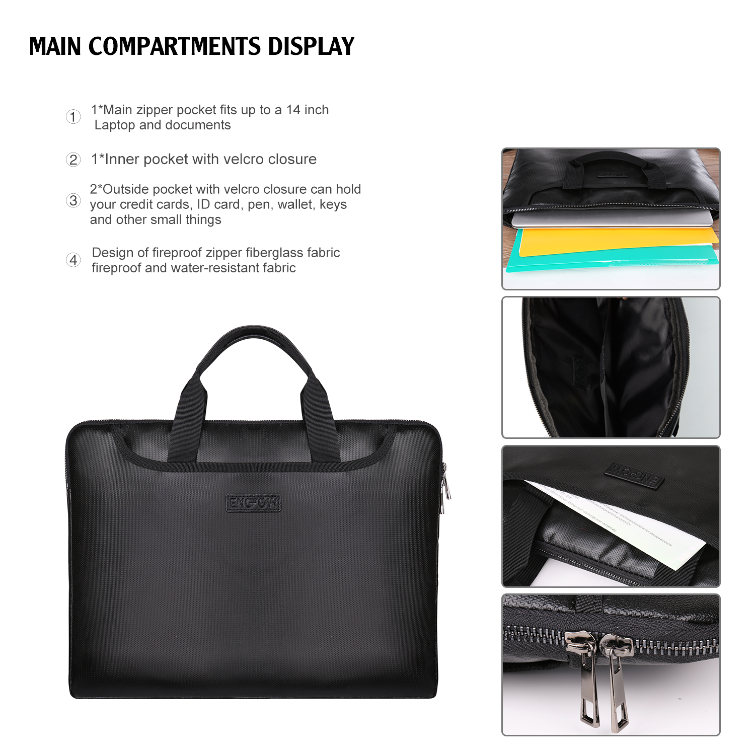 Upgraded Silicone Briefcase Fireproof and Waterproof Business Bag for Documents and Money for Laptops