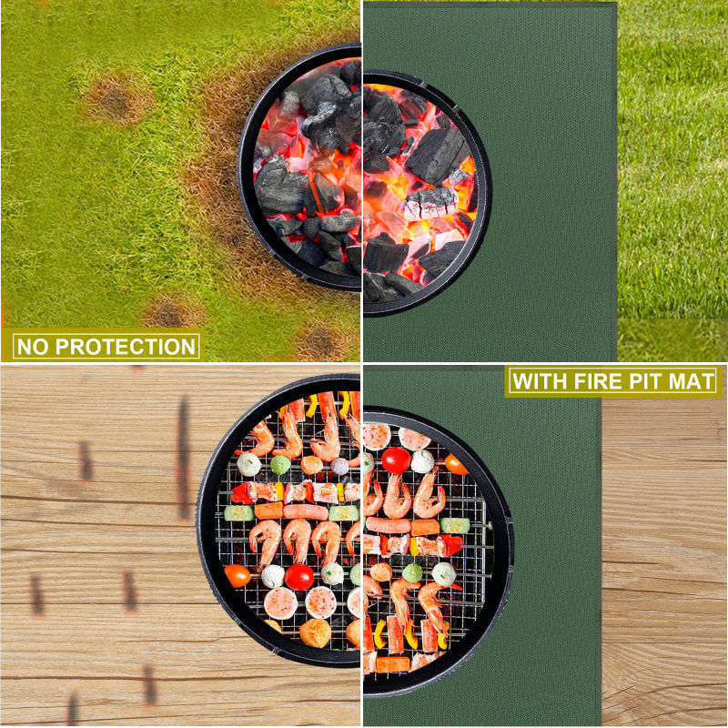 Fire Pit Mat BBQ Deck Patio Thick Heat Resistant Deflector Fire Mat Ember Mat