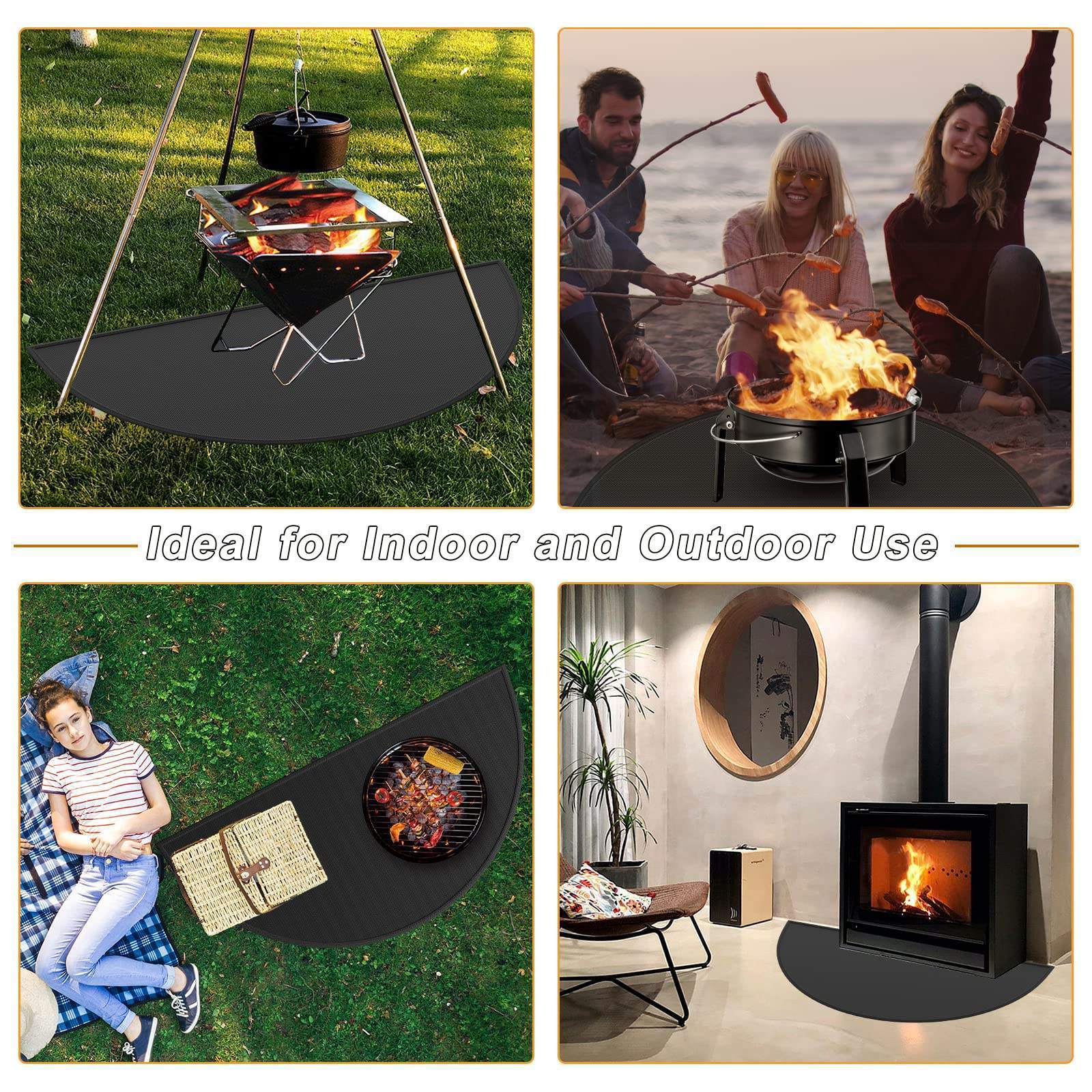 OEM Half Round Fireplace Mat Furnace Mat Fireproof Rug Blanket Floor Protection Rug Fireproof Fireplace Mat For Wood Stove