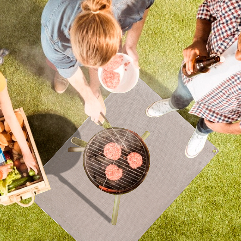 New BBQ Mat Fire Pit Mat Rectangular Fireproof  Rectangular Silica Gel Coated Fiberglass  Fire Pit Mat