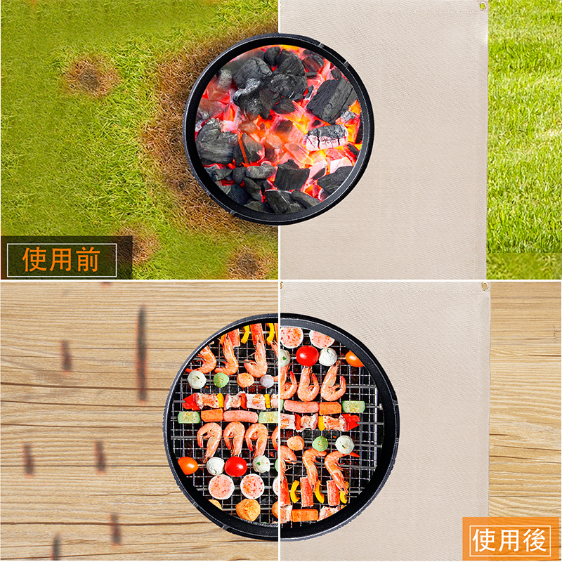 New BBQ Mat Fire Pit Mat Rectangular Fireproof  Rectangular Silica Gel Coated Fiberglass  Fire Pit Mat