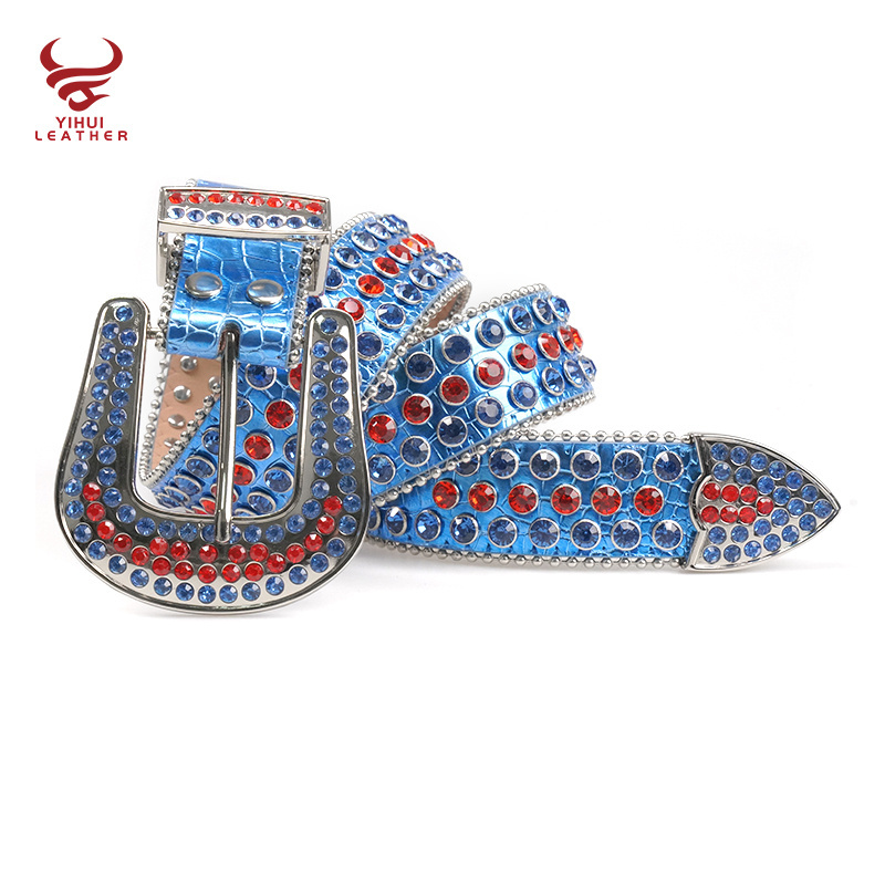 Wholesale Unisex Western Cowboy Bling Bling  BB Belt Women Cheap Western Studded Rhinestone Belt for Man