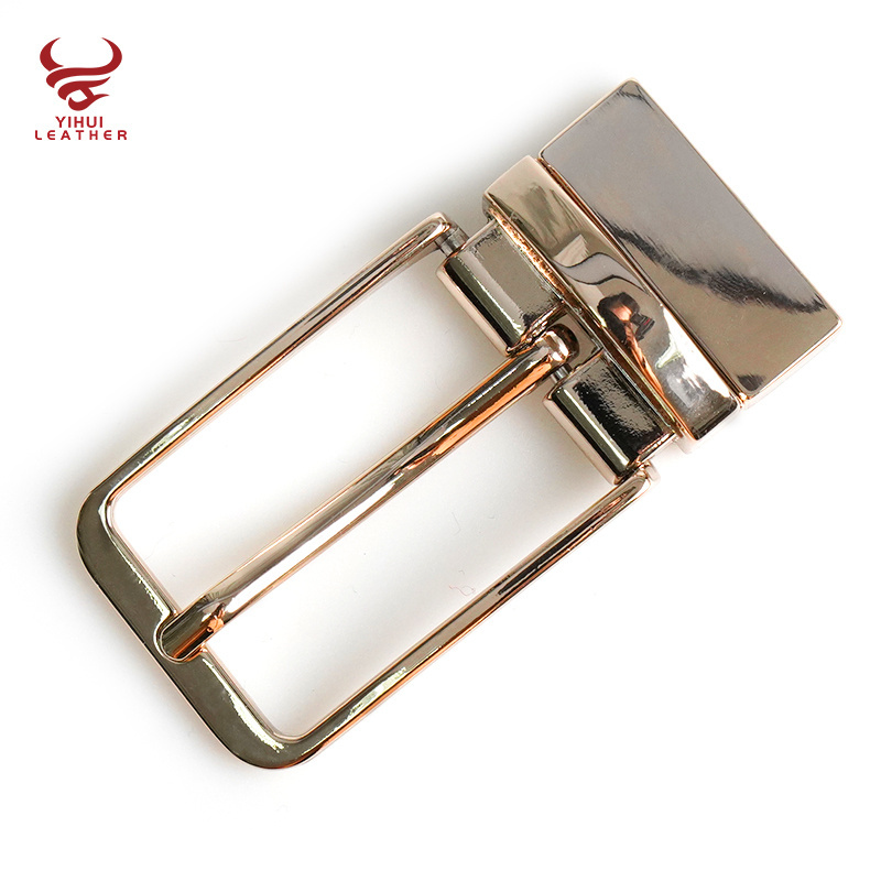 Customized light gold free reversible rotate pin buckle  wholesale belt buckles adjustable by crews