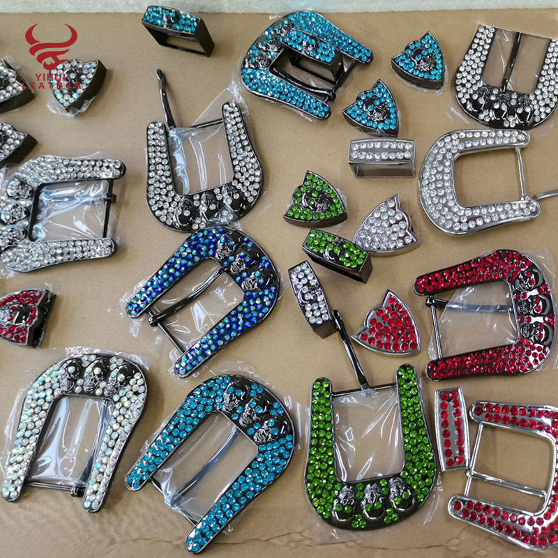 Wholesale fashion rhinestone buckle punk rock star crystal belt buckle custom studded rhinestone belt buckle for western cowboy