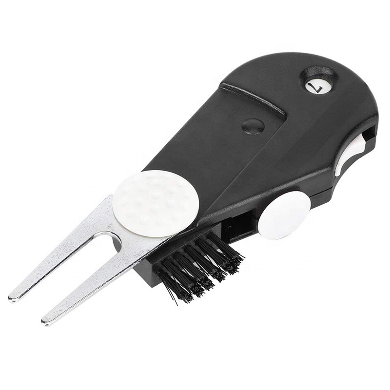 5-in-1 Golf Divot Repair Tool Ball Marker Golf Cleaner Brush Stroke Counter Golf Tool Accessories